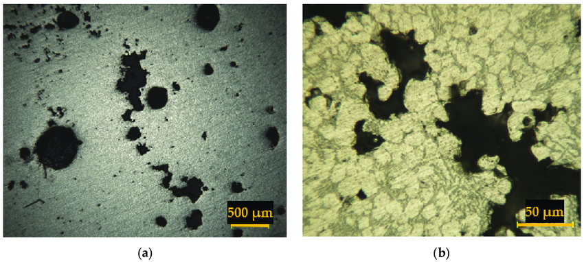 porosity as shown by optical microscopy a gas porosities and shrinkage b